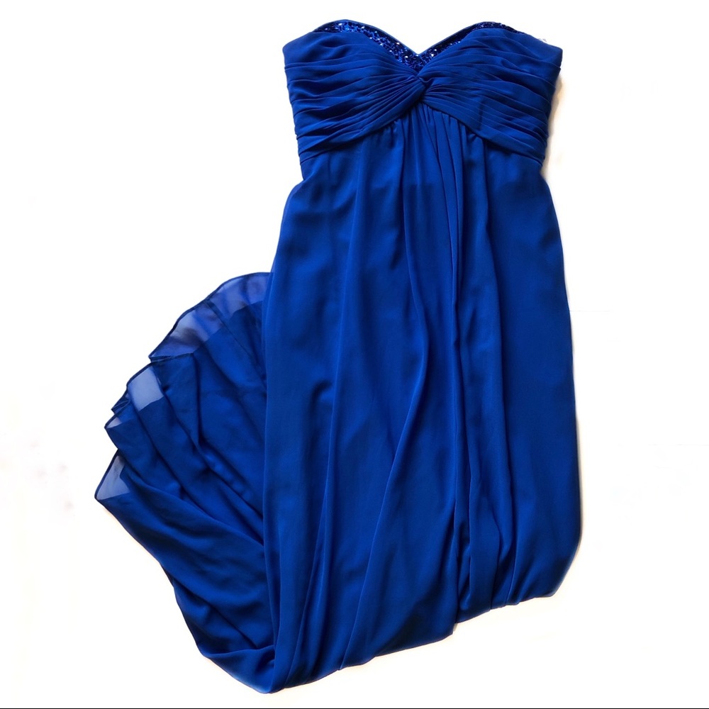 David’s Bridal Fromal Dress Chiffon Long Blue